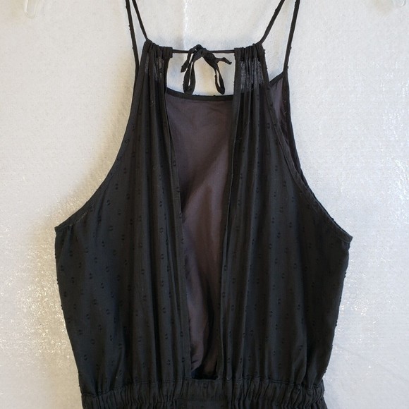Rhythm Dress Size Small Black Spaghetti Strap Open Back Elastic Waist Tie Lined - Picture 7 of 11